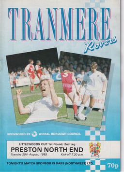 Tranmere Rovers v Preston North End Match Programme 1989-08-29